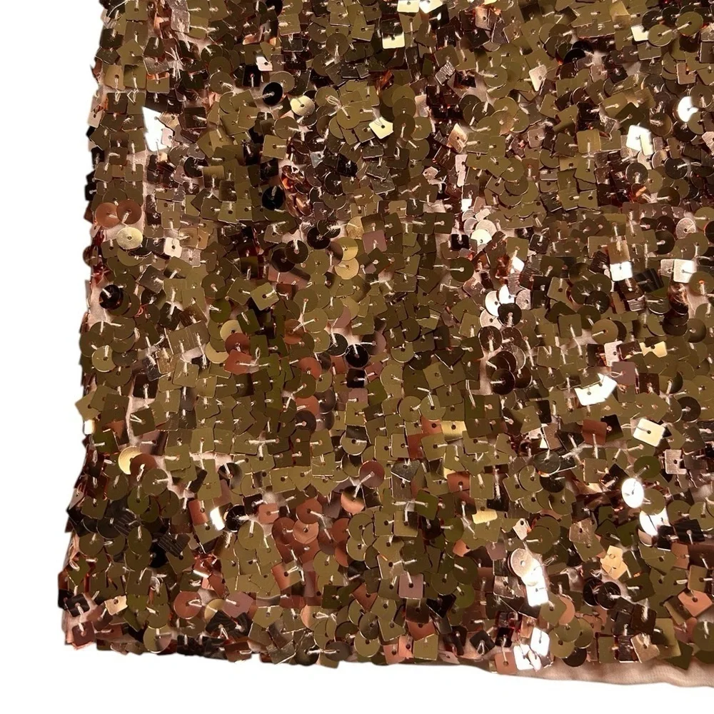 Kate Spade Rose Gold Sequin Bow Cutout Back Sleeveless Mini Dress Size 8